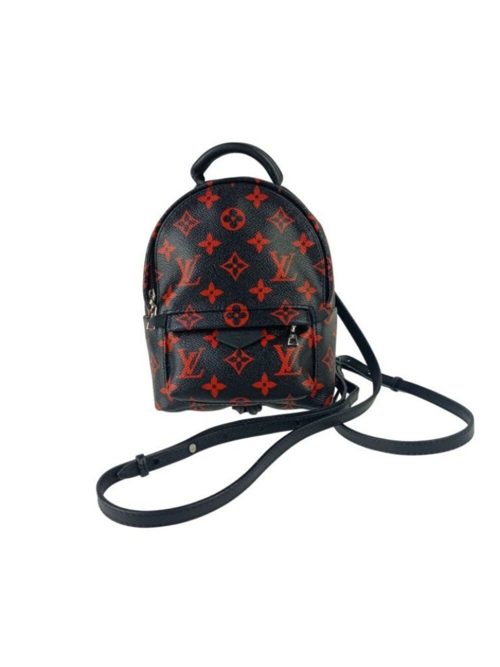 Louis Vuitton Backpack Palm Springs Mini Black Red Monogram Enfrarge Silver